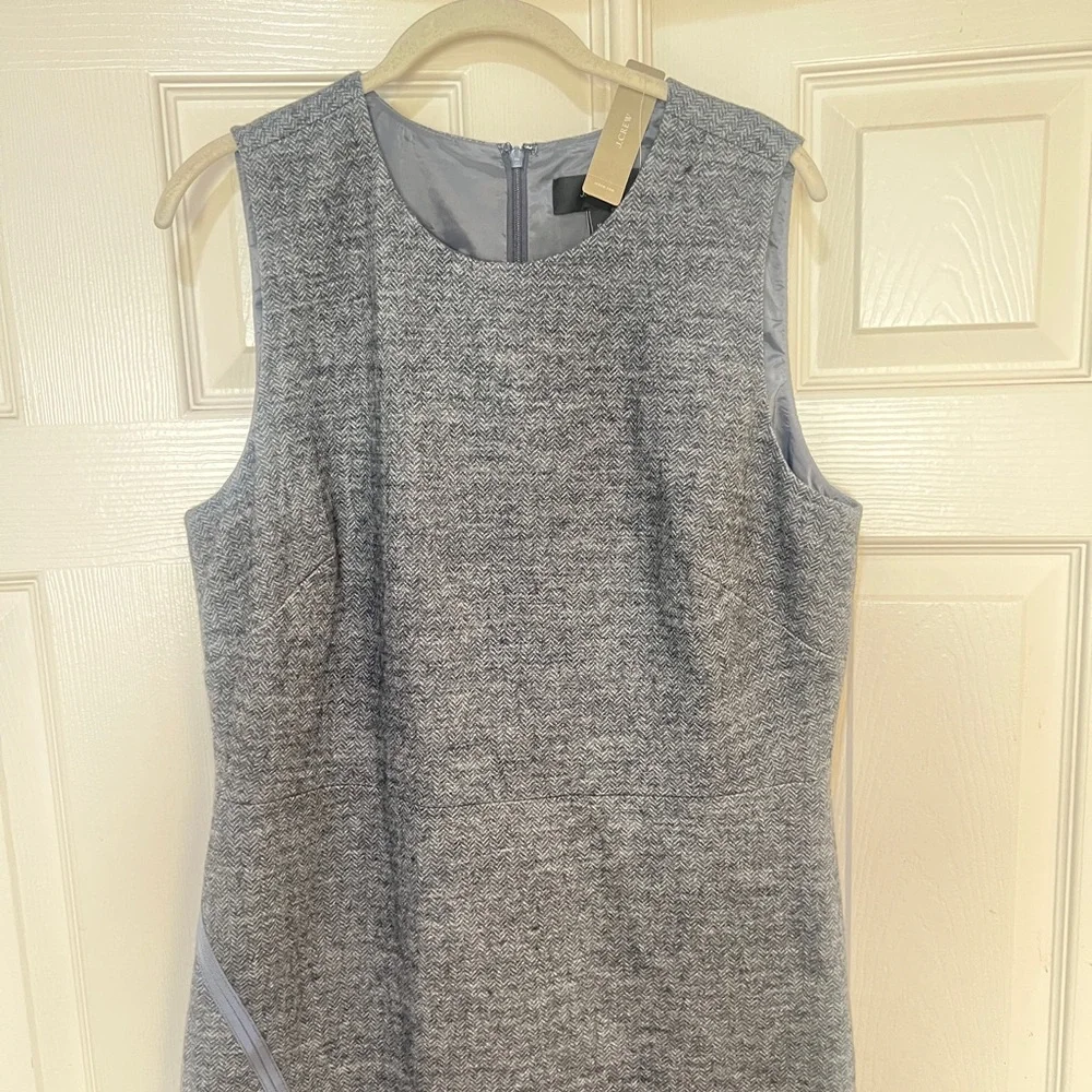 J. Crew Herringbone Knee Length Dress Gray sz 16T Wool blend Workwear business‎
